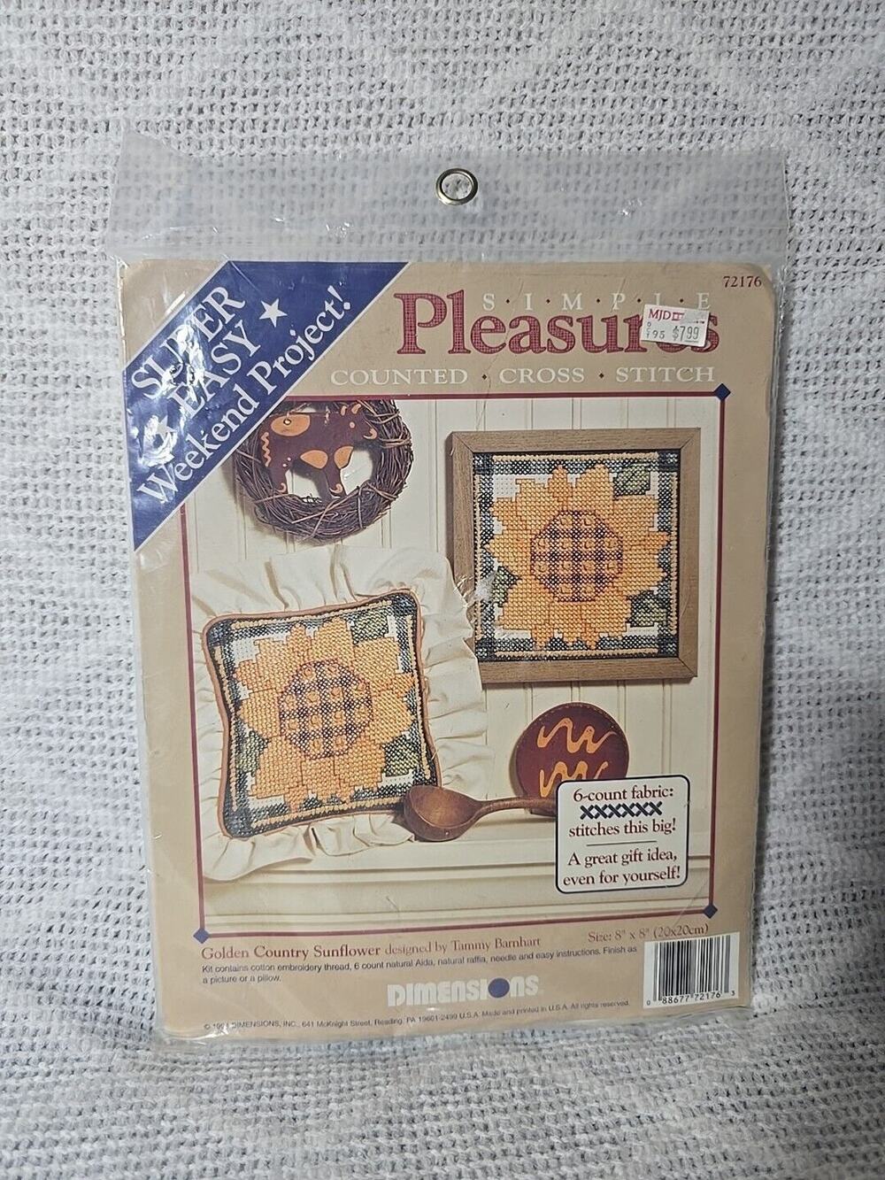 1994 Dimensions Counted Cross Stitch Kit Golden Country Sunflower 8x8